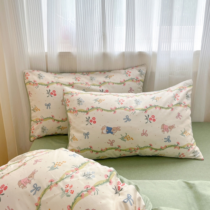 91家纺网 家纺一手货源 找家纺 雅居纺家纺 2025春夏新款全棉纯棉印花四件套 花园秘境