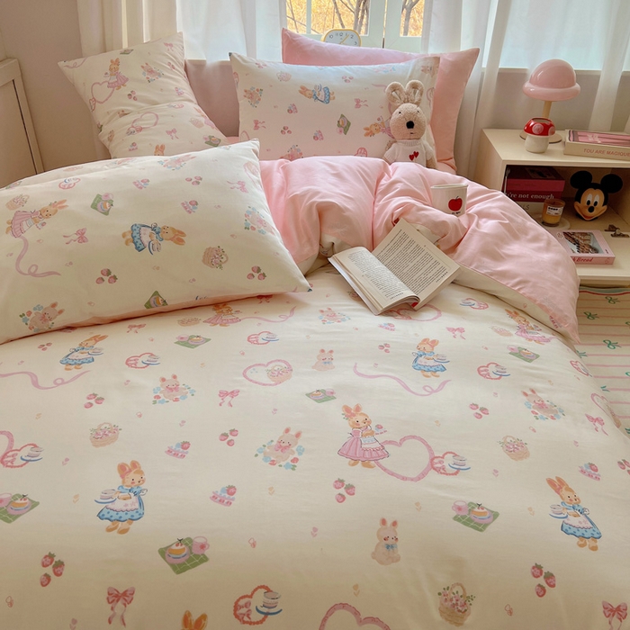 91家纺网 家纺一手货源 找家纺 雅居纺家纺 2025春夏新款全棉纯棉印花四件套 咖啡甜心