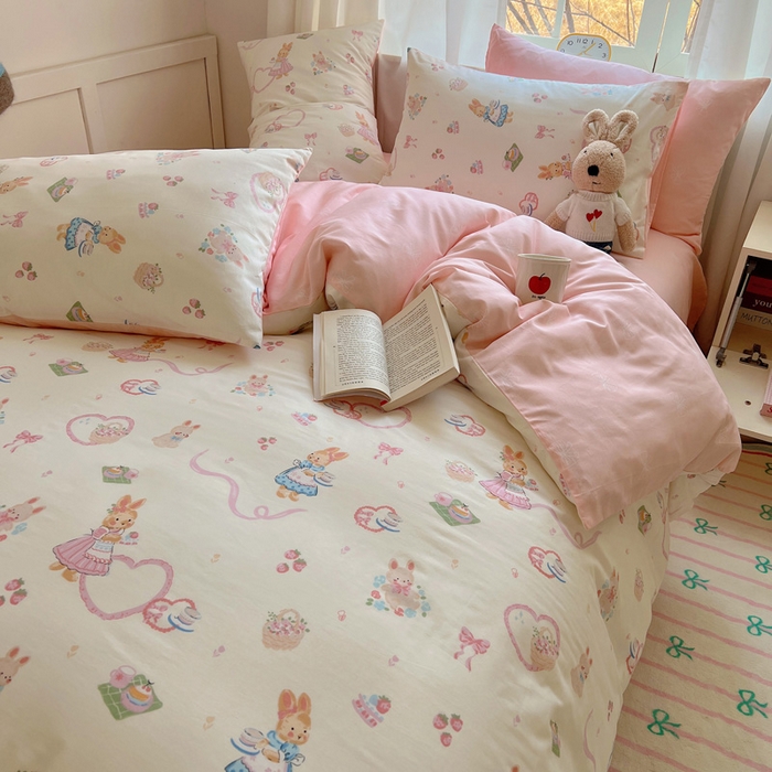 91家纺网 家纺一手货源 找家纺 雅居纺家纺 2025春夏新款全棉纯棉印花四件套 咖啡甜心