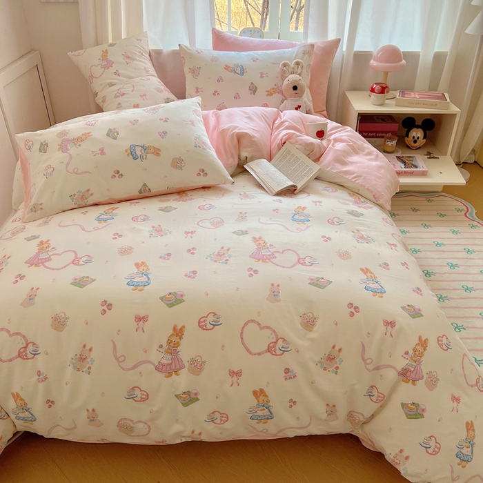 91家纺网 家纺一手货源 找家纺 雅居纺家纺 2025春夏新款全棉纯棉印花四件套 咖啡甜心