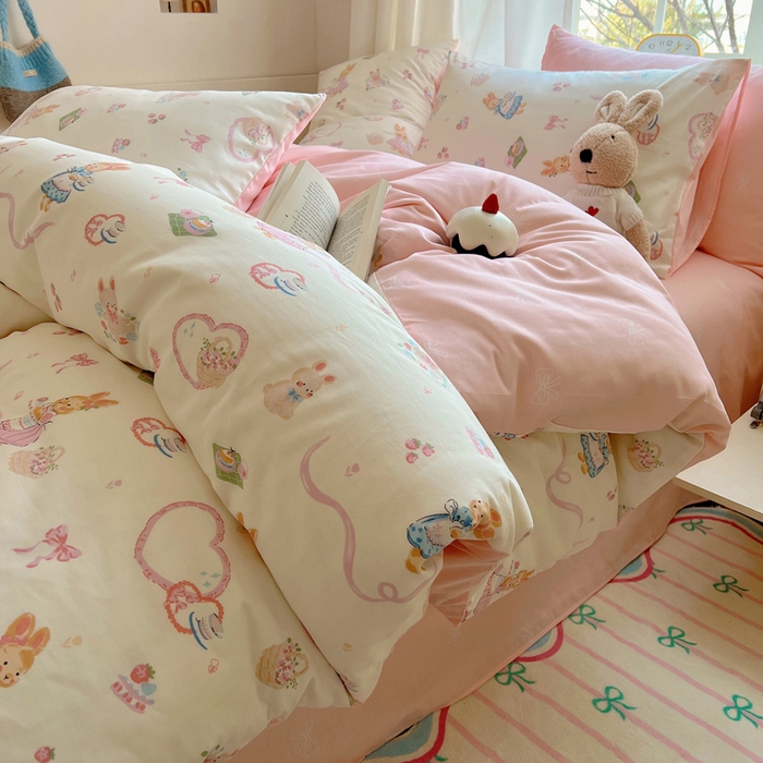 91家纺网 家纺一手货源 找家纺 雅居纺家纺 2025春夏新款全棉纯棉印花四件套 咖啡甜心