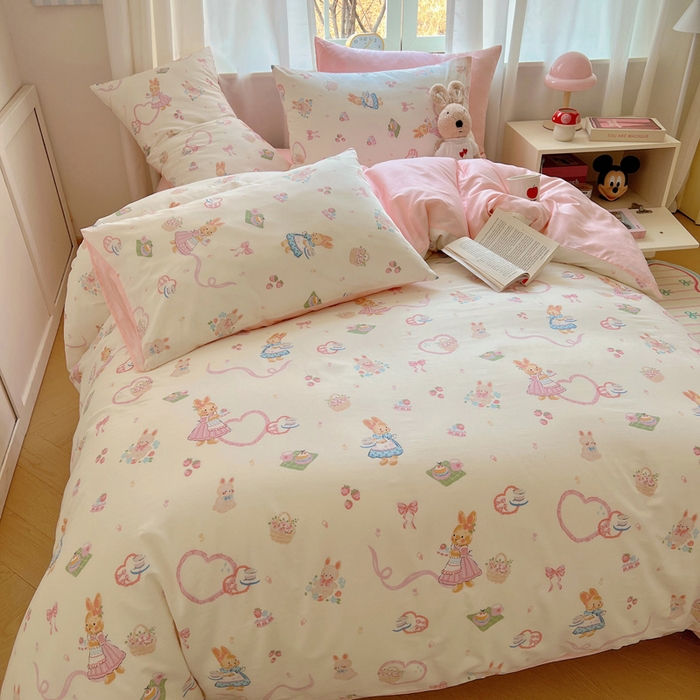 91家纺网 家纺一手货源 找家纺 雅居纺家纺 2025春夏新款全棉纯棉印花四件套 咖啡甜心