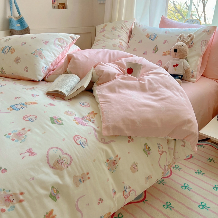 91家纺网 家纺一手货源 找家纺 雅居纺家纺 2025春夏新款全棉纯棉印花四件套 咖啡甜心