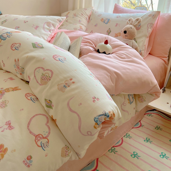 91家纺网 家纺一手货源 找家纺 雅居纺家纺 2025春夏新款全棉纯棉印花四件套 咖啡甜心