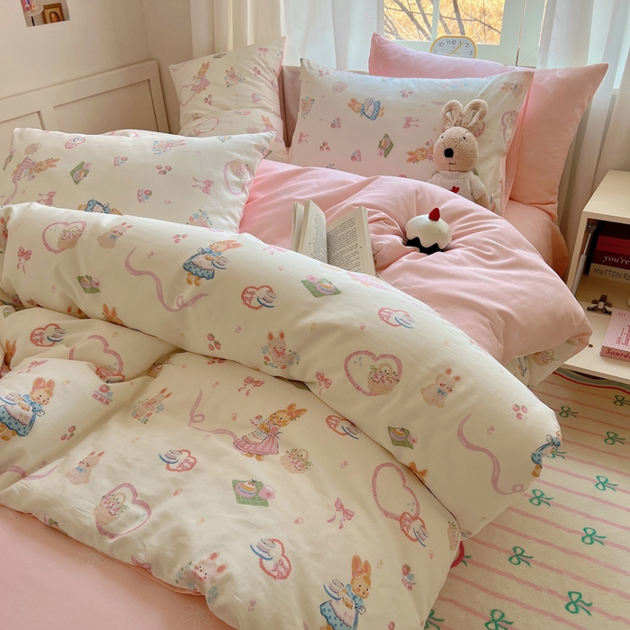 91家纺网 家纺一手货源 找家纺 雅居纺家纺 2025春夏新款全棉纯棉印花四件套 咖啡甜心