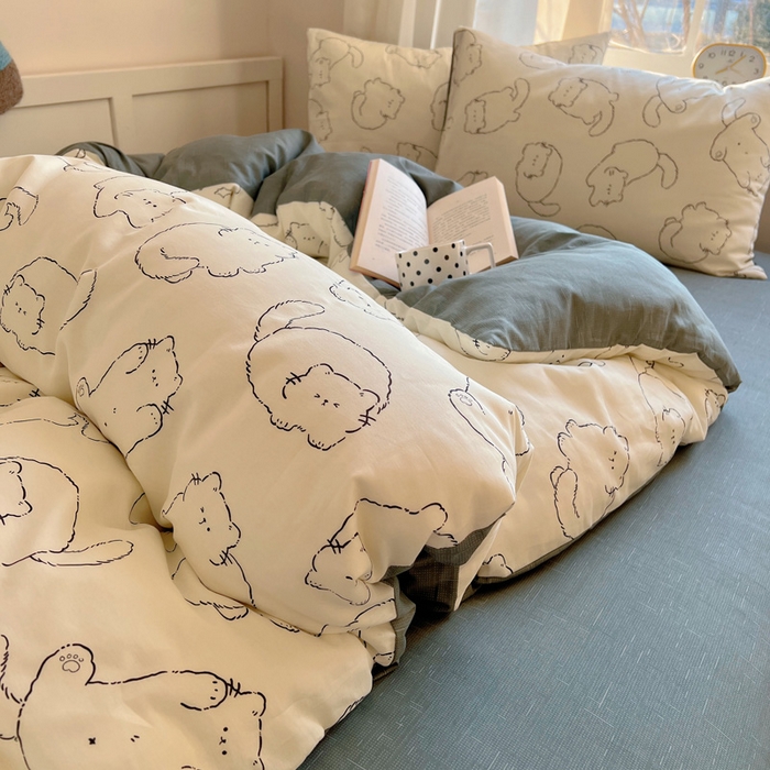 91家纺网 家纺一手货源 找家纺 雅居纺家纺 2025春夏新款全棉纯棉印花四件套 猫猫汇