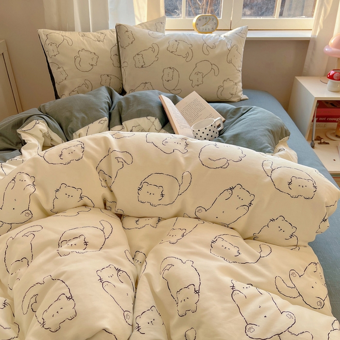 91家纺网 家纺一手货源 找家纺 雅居纺家纺 2025春夏新款全棉纯棉印花四件套 猫猫汇