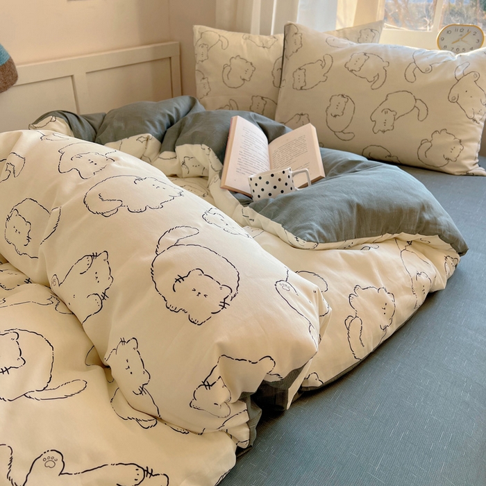 91家纺网 家纺一手货源 找家纺 雅居纺家纺 2025春夏新款全棉纯棉印花四件套 猫猫汇