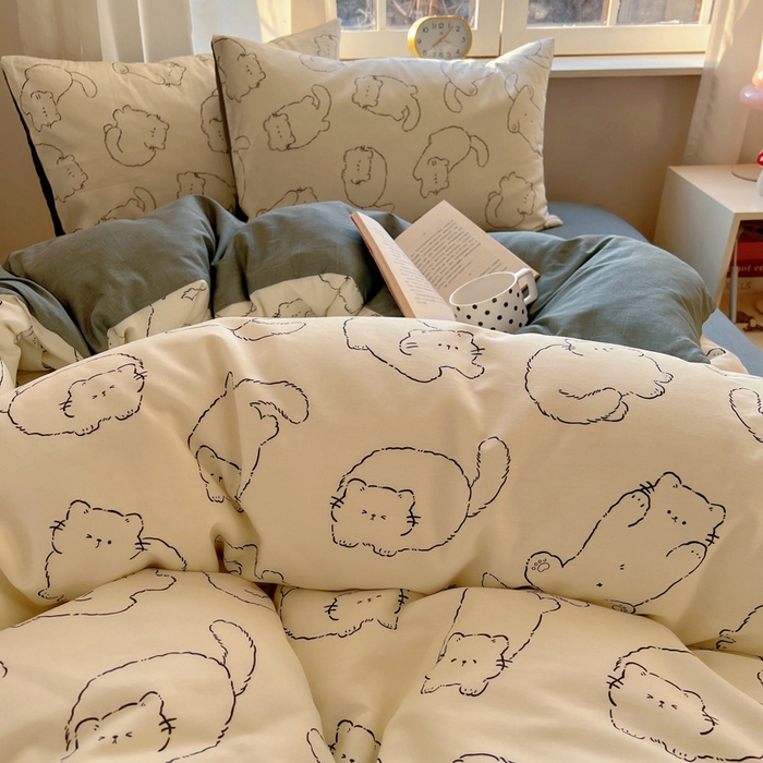 91家纺网 家纺一手货源 找家纺 雅居纺家纺 2025春夏新款全棉纯棉印花四件套 猫猫汇