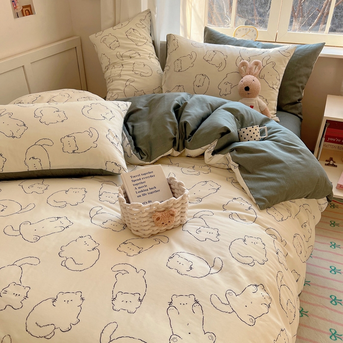 91家纺网 家纺一手货源 找家纺 雅居纺家纺 2025春夏新款全棉纯棉印花四件套 猫猫汇