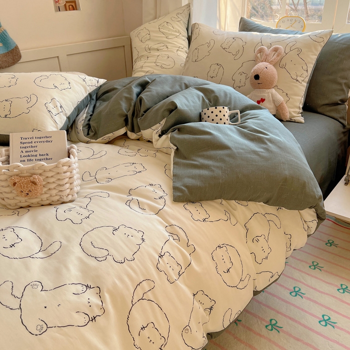 91家纺网 家纺一手货源 找家纺 雅居纺家纺 2025春夏新款全棉纯棉印花四件套 猫猫汇