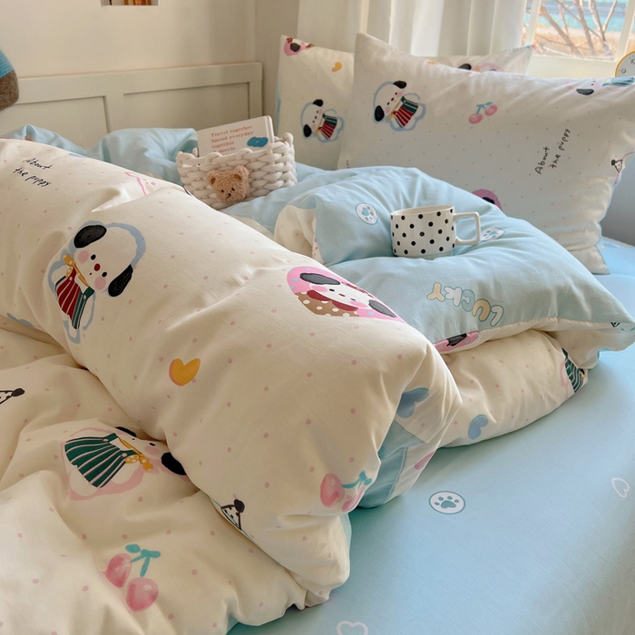 91家纺网 家纺一手货源 找家纺 雅居纺家纺 2025春夏新款全棉纯棉印花四件套 萌萌甜宠