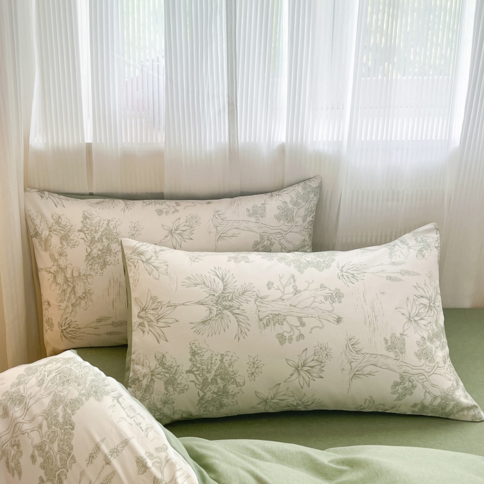 91家纺网 家纺一手货源 找家纺 雅居纺家纺 2025春夏新款全棉纯棉印花四件套 奇遇森林