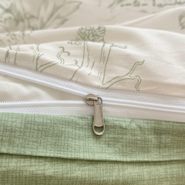 91家纺网 家纺一手货源 找家纺 雅居纺家纺 2025春夏新款全棉纯棉印花四件套 奇遇森林