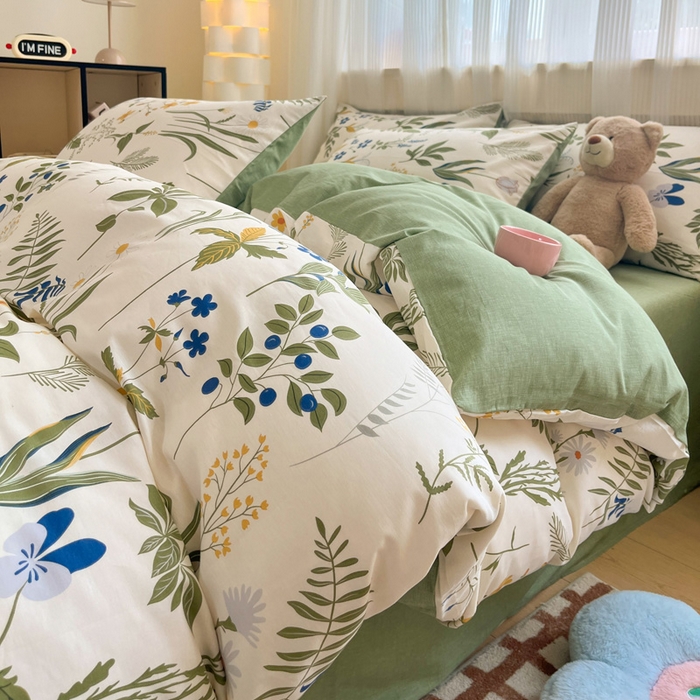 91家纺网 家纺一手货源 找家纺 雅居纺家纺 2025春夏新款全棉纯棉印花四件套 森林日记