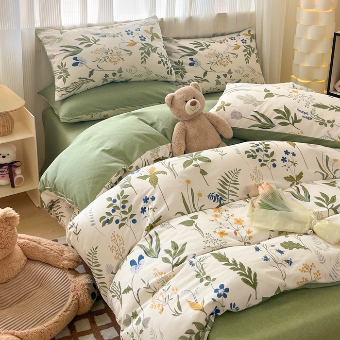 91家纺网 家纺一手货源 找家纺 雅居纺家纺 2025春夏新款全棉纯棉印花四件套 森林日记