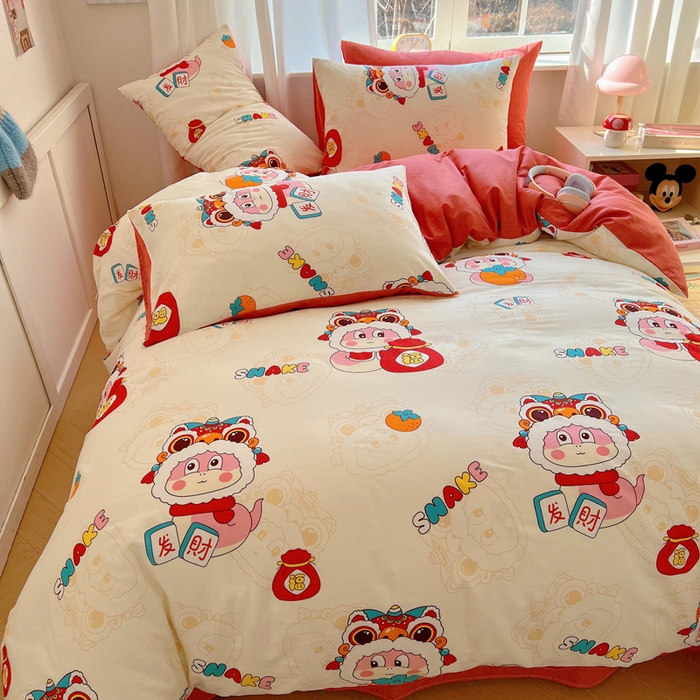 91家纺网 家纺一手货源 找家纺 雅居纺家纺 2025春夏新款全棉纯棉印花四件套 小福袋