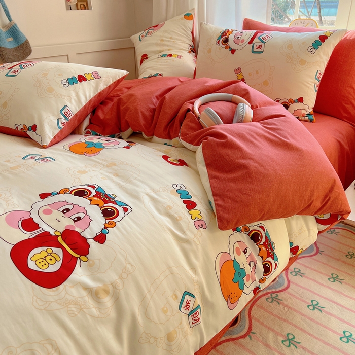 91家纺网 家纺一手货源 找家纺 雅居纺家纺 2025春夏新款全棉纯棉印花四件套 小福袋