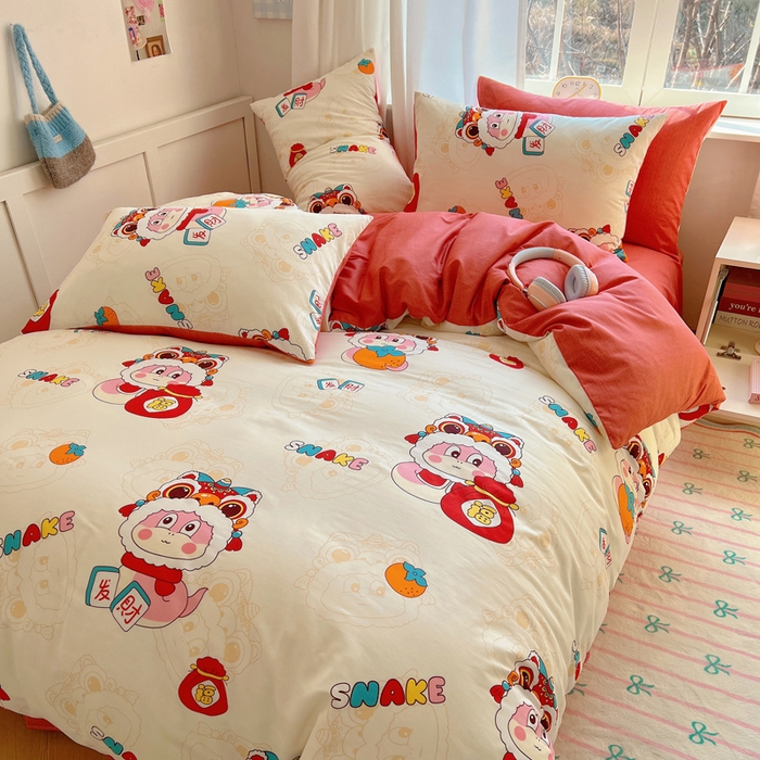 91家纺网 家纺一手货源 找家纺 雅居纺家纺 2025春夏新款全棉纯棉印花四件套 小福袋