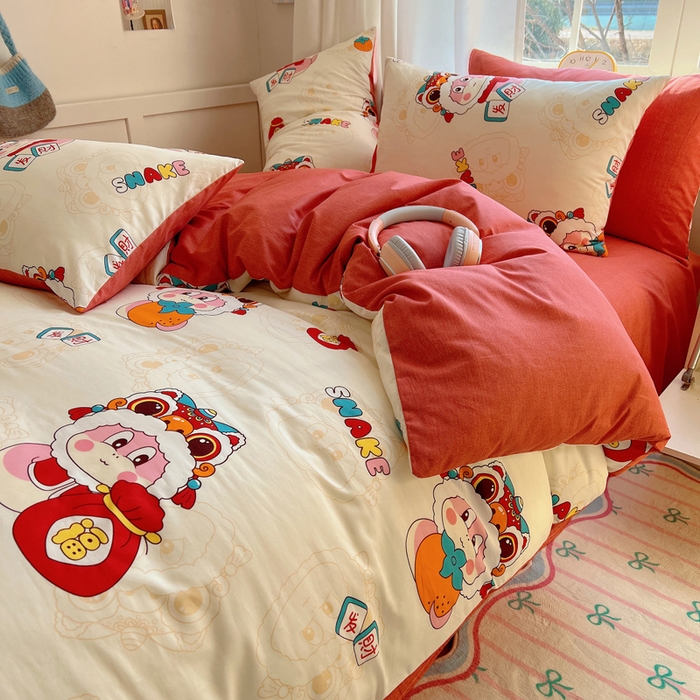 91家纺网 家纺一手货源 找家纺 雅居纺家纺 2025春夏新款全棉纯棉印花四件套 小福袋