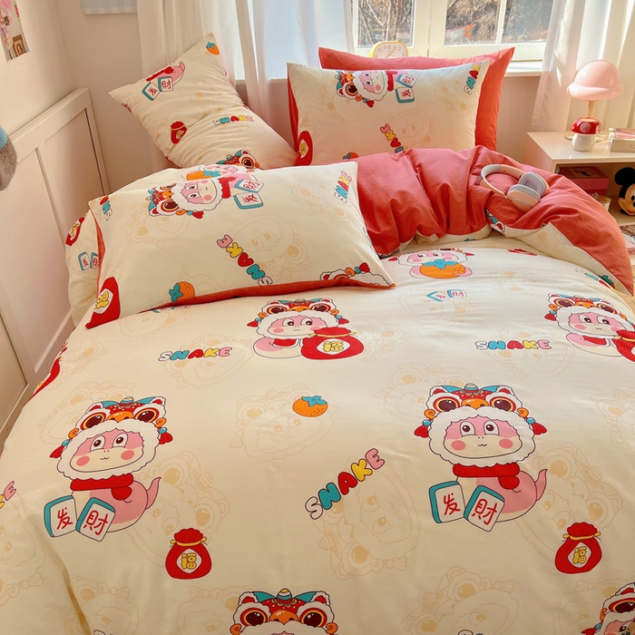 91家纺网 家纺一手货源 找家纺 雅居纺家纺 2025春夏新款全棉纯棉印花四件套 小福袋