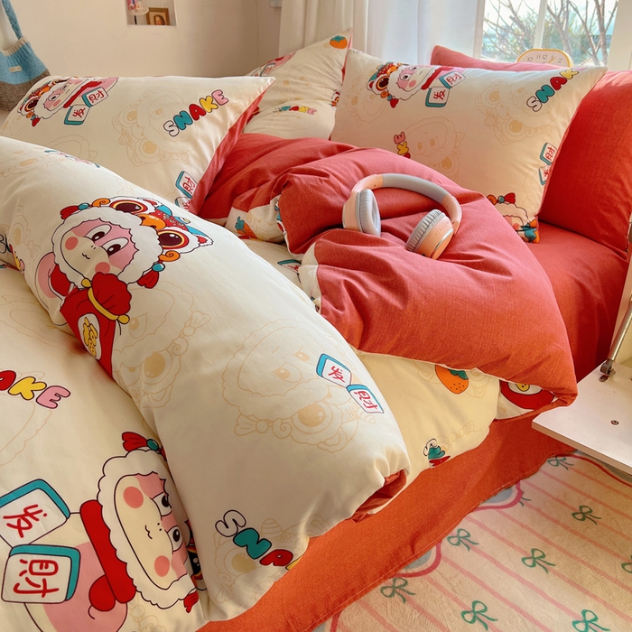 91家纺网 家纺一手货源 找家纺 雅居纺家纺 2025春夏新款全棉纯棉印花四件套 小福袋