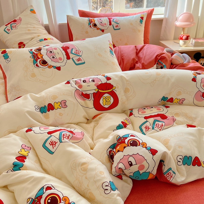 91家纺网 家纺一手货源 找家纺 雅居纺家纺 2025春夏新款全棉纯棉印花四件套 小福袋