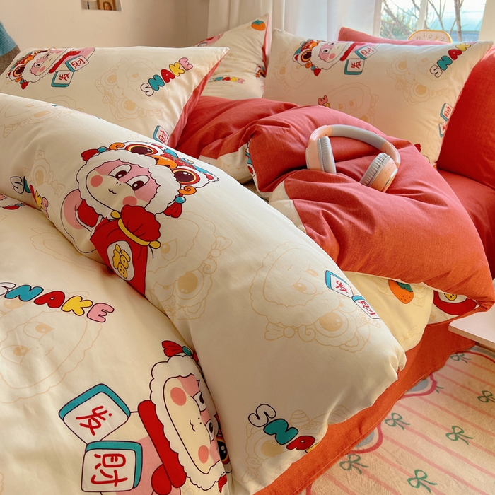 91家纺网 家纺一手货源 找家纺 雅居纺家纺 2025春夏新款全棉纯棉印花四件套 小福袋