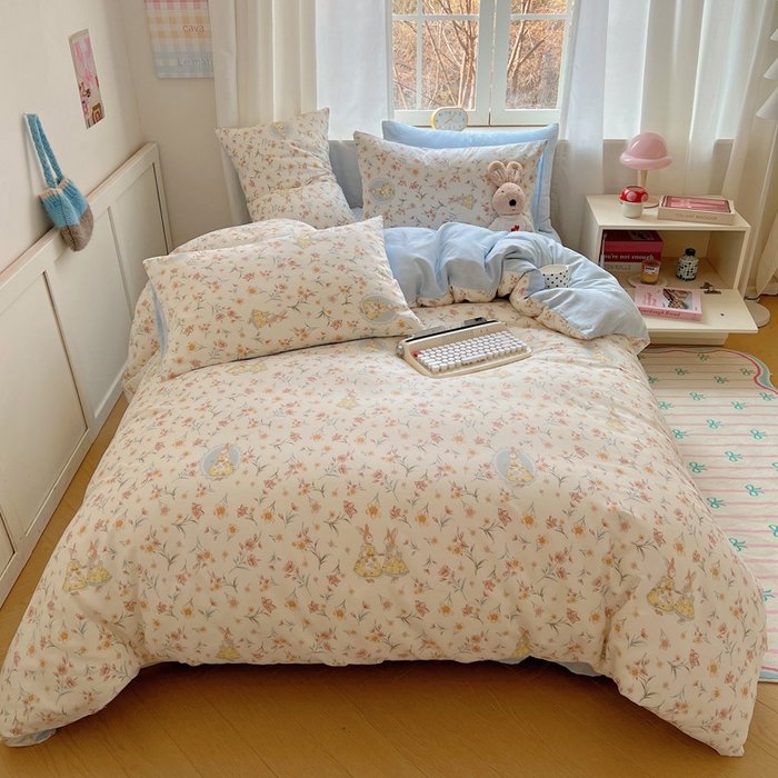 雅居纺家纺 2025春夏新款全棉纯棉印花四件套 小精灵