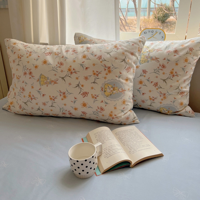 91家纺网 家纺一手货源 找家纺 雅居纺家纺 2025春夏新款全棉纯棉印花四件套 小精灵