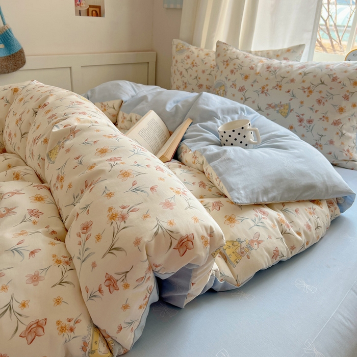 91家纺网 家纺一手货源 找家纺 雅居纺家纺 2025春夏新款全棉纯棉印花四件套 小精灵