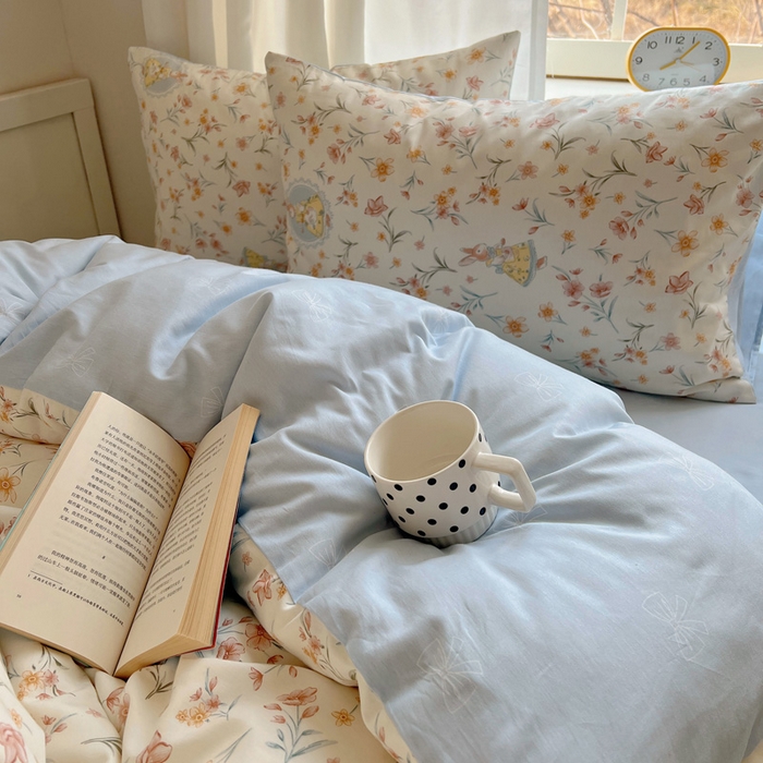 91家纺网 家纺一手货源 找家纺 雅居纺家纺 2025春夏新款全棉纯棉印花四件套 小精灵