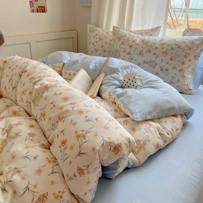 91家纺网 家纺一手货源 找家纺 雅居纺家纺 2025春夏新款全棉纯棉印花四件套 小精灵