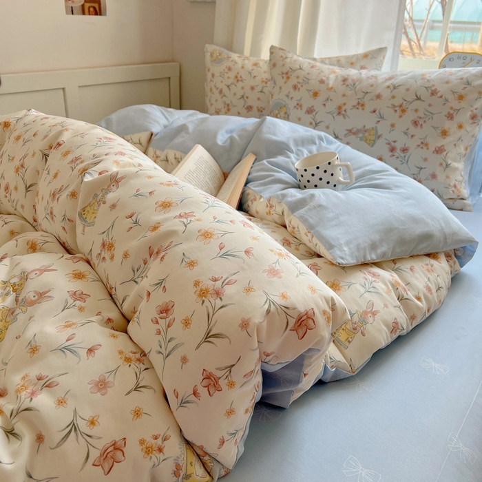 91家纺网 家纺一手货源 找家纺 雅居纺家纺 2025春夏新款全棉纯棉印花四件套 小精灵