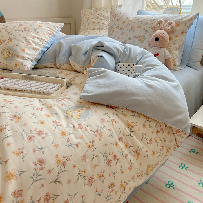 91家纺网 家纺一手货源 找家纺 雅居纺家纺 2025春夏新款全棉纯棉印花四件套 小精灵