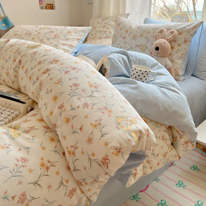 91家纺网 家纺一手货源 找家纺 雅居纺家纺 2025春夏新款全棉纯棉印花四件套 小精灵