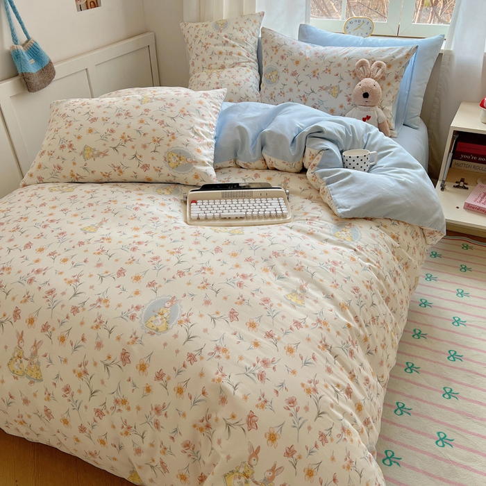 91家纺网 家纺一手货源 找家纺 雅居纺家纺 2025春夏新款全棉纯棉印花四件套 小精灵