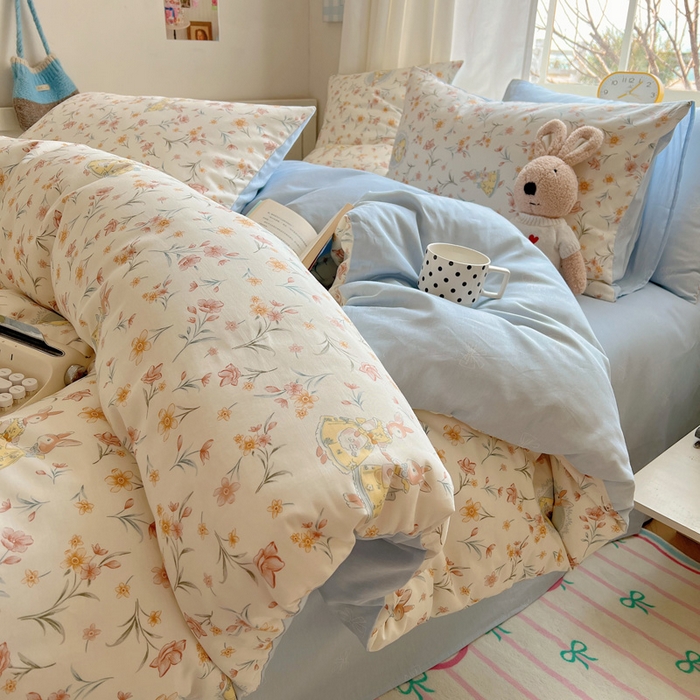 91家纺网 家纺一手货源 找家纺 雅居纺家纺 2025春夏新款全棉纯棉印花四件套 小精灵