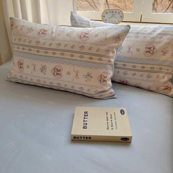 91家纺网 家纺一手货源 找家纺 雅居纺家纺 2025春夏新款全棉纯棉印花四件套 幸福小兔