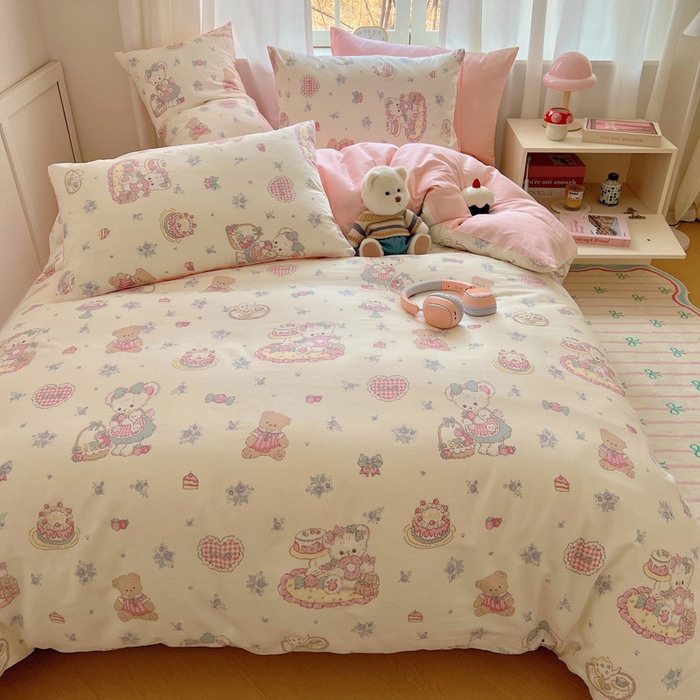 91家纺网 家纺一手货源 找家纺 雅居纺家纺 2025春夏新款全棉纯棉印花四件套 游园会