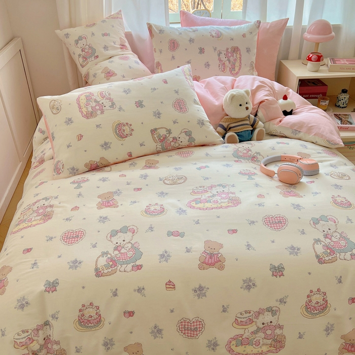 91家纺网 家纺一手货源 找家纺 雅居纺家纺 2025春夏新款全棉纯棉印花四件套 游园会