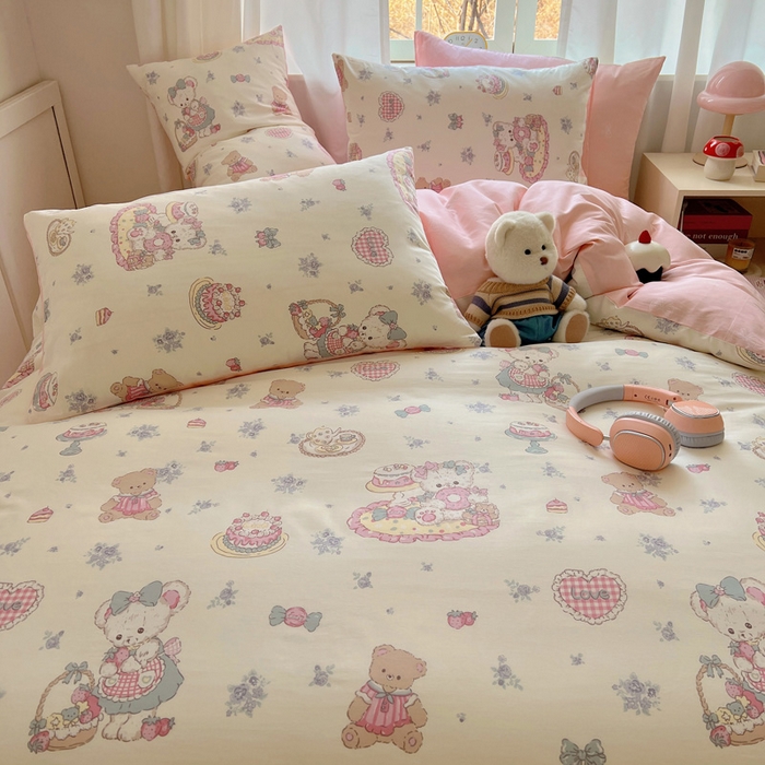 91家纺网 家纺一手货源 找家纺 雅居纺家纺 2025春夏新款全棉纯棉印花四件套 游园会