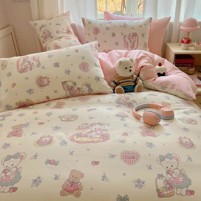 91家纺网 家纺一手货源 找家纺 雅居纺家纺 2025春夏新款全棉纯棉印花四件套 游园会