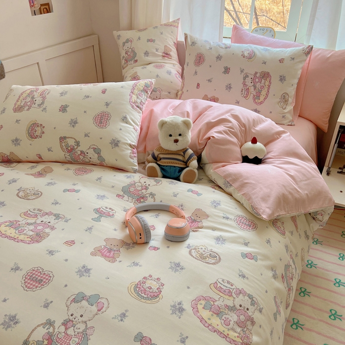 91家纺网 家纺一手货源 找家纺 雅居纺家纺 2025春夏新款全棉纯棉印花四件套 游园会