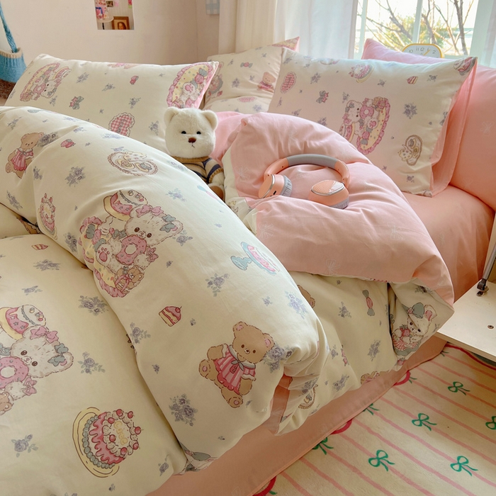 91家纺网 家纺一手货源 找家纺 雅居纺家纺 2025春夏新款全棉纯棉印花四件套 游园会