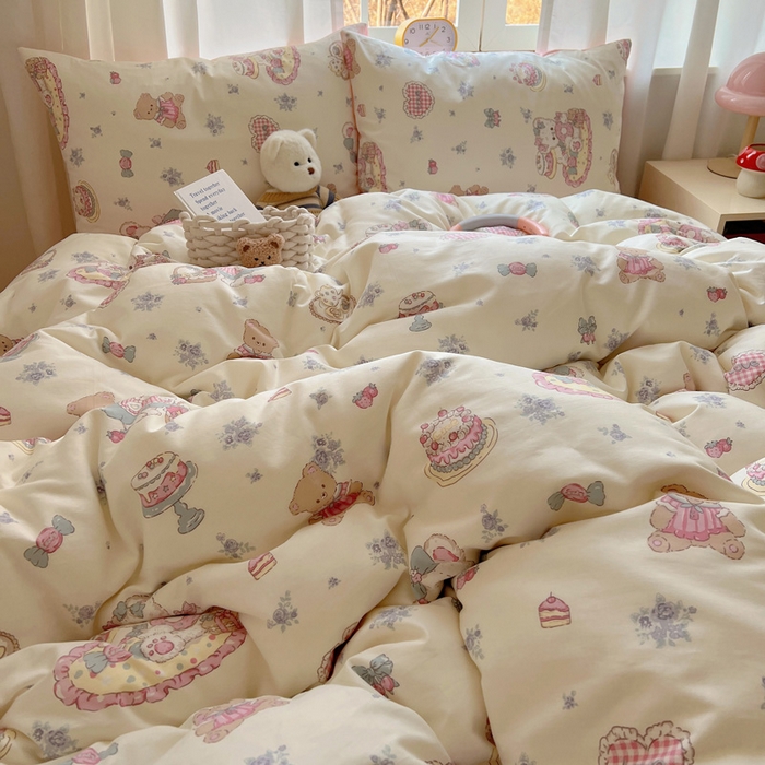 91家纺网 家纺一手货源 找家纺 雅居纺家纺 2025春夏新款全棉纯棉印花四件套 游园会