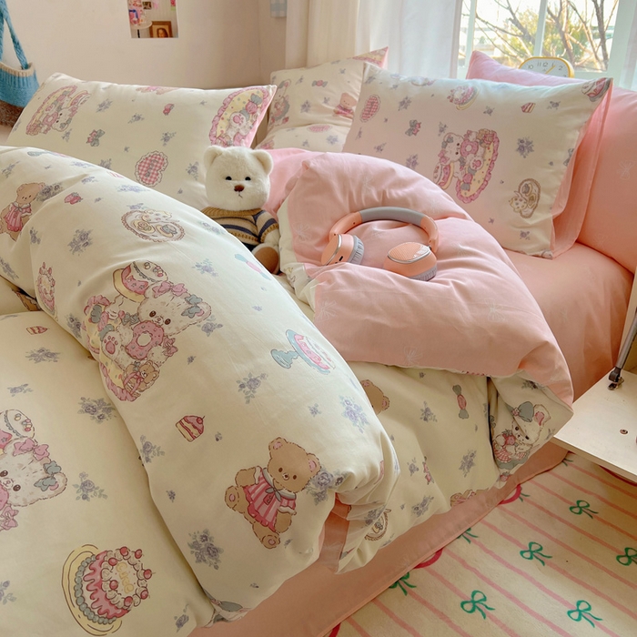 91家纺网 家纺一手货源 找家纺 雅居纺家纺 2025春夏新款全棉纯棉印花四件套 游园会