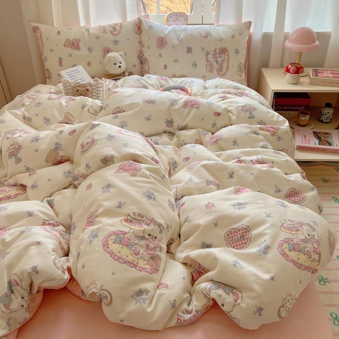 91家纺网 家纺一手货源 找家纺 雅居纺家纺 2025春夏新款全棉纯棉印花四件套 游园会