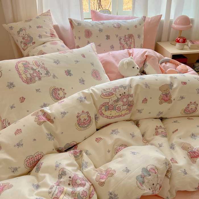 91家纺网 家纺一手货源 找家纺 雅居纺家纺 2025春夏新款全棉纯棉印花四件套 游园会