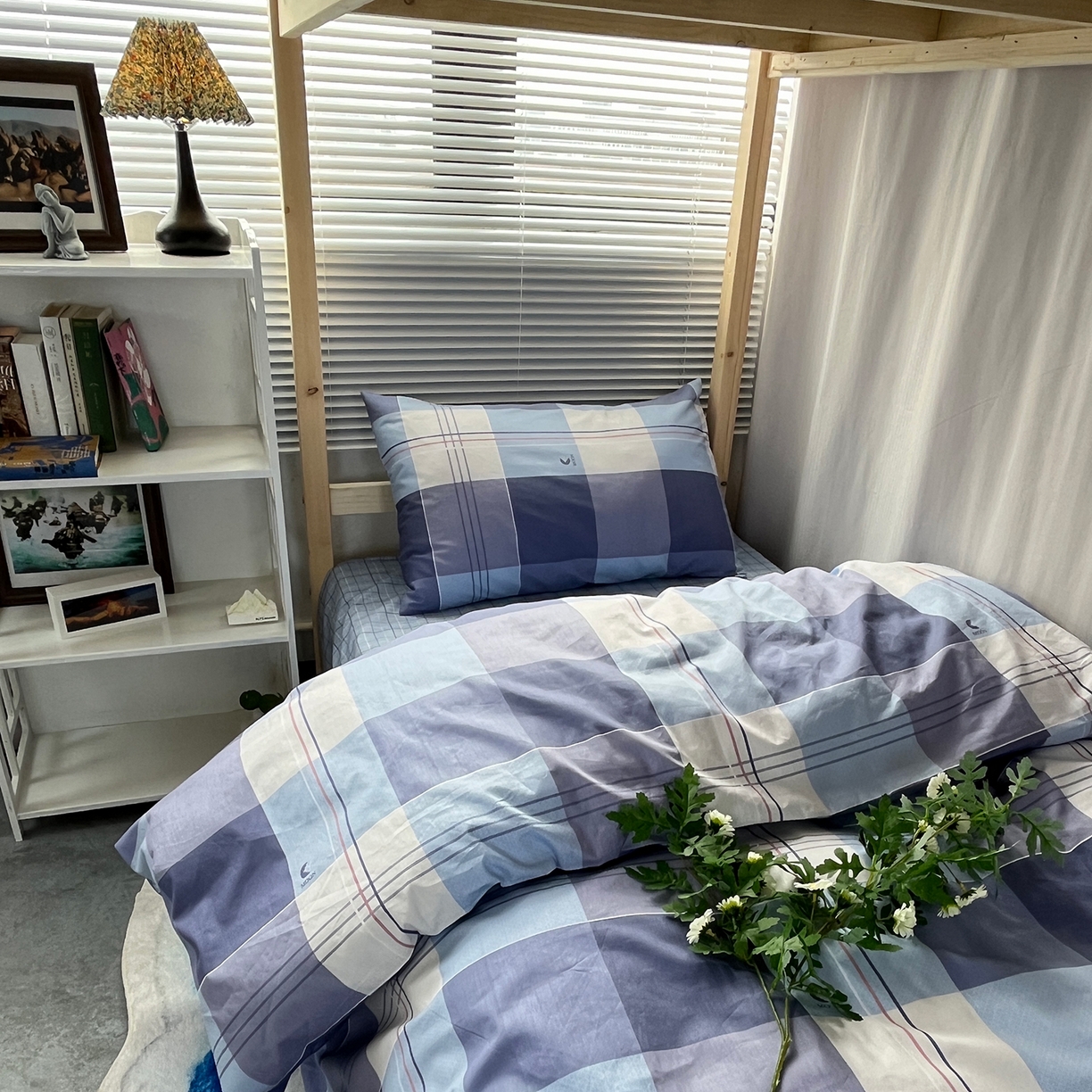 91家纺网 家纺一手货源 找家纺 云梦2025新款全棉印花学生宿舍套件 云栖雅筑